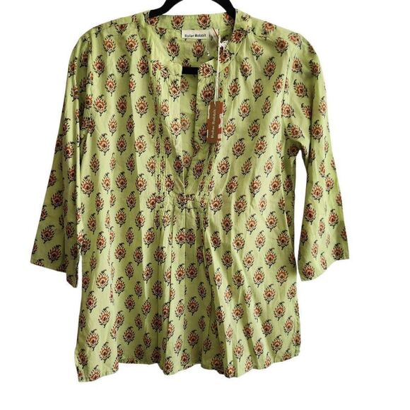 Anthropologie Roller Rabbit Top Blouse Womens Small Oversized Boho Cottagecore C
